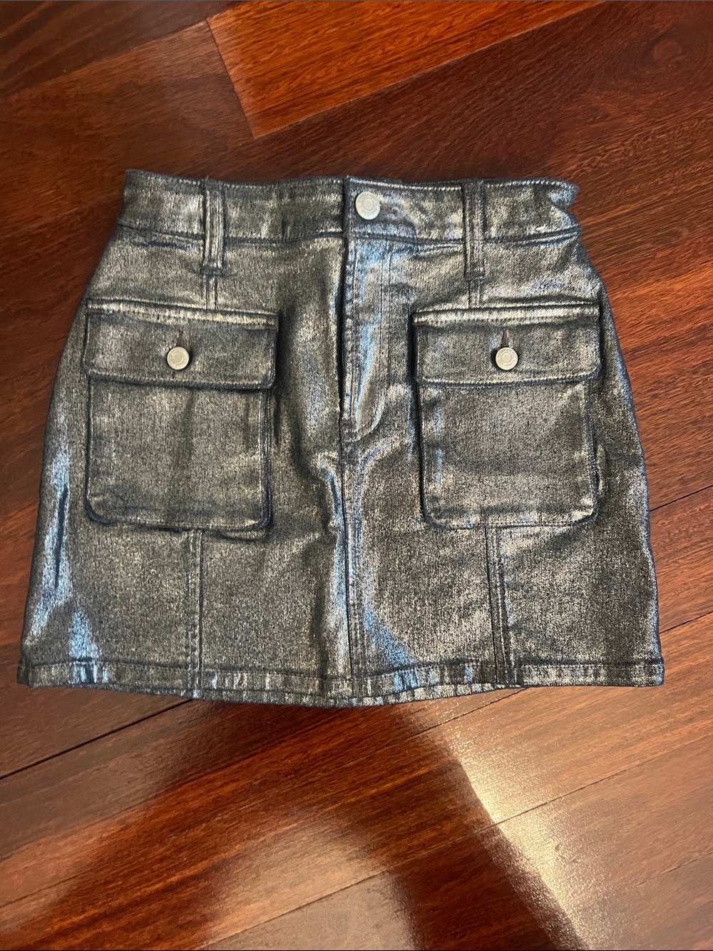 GAP Metallic Silver Cargo-Pocket Mini Skirt